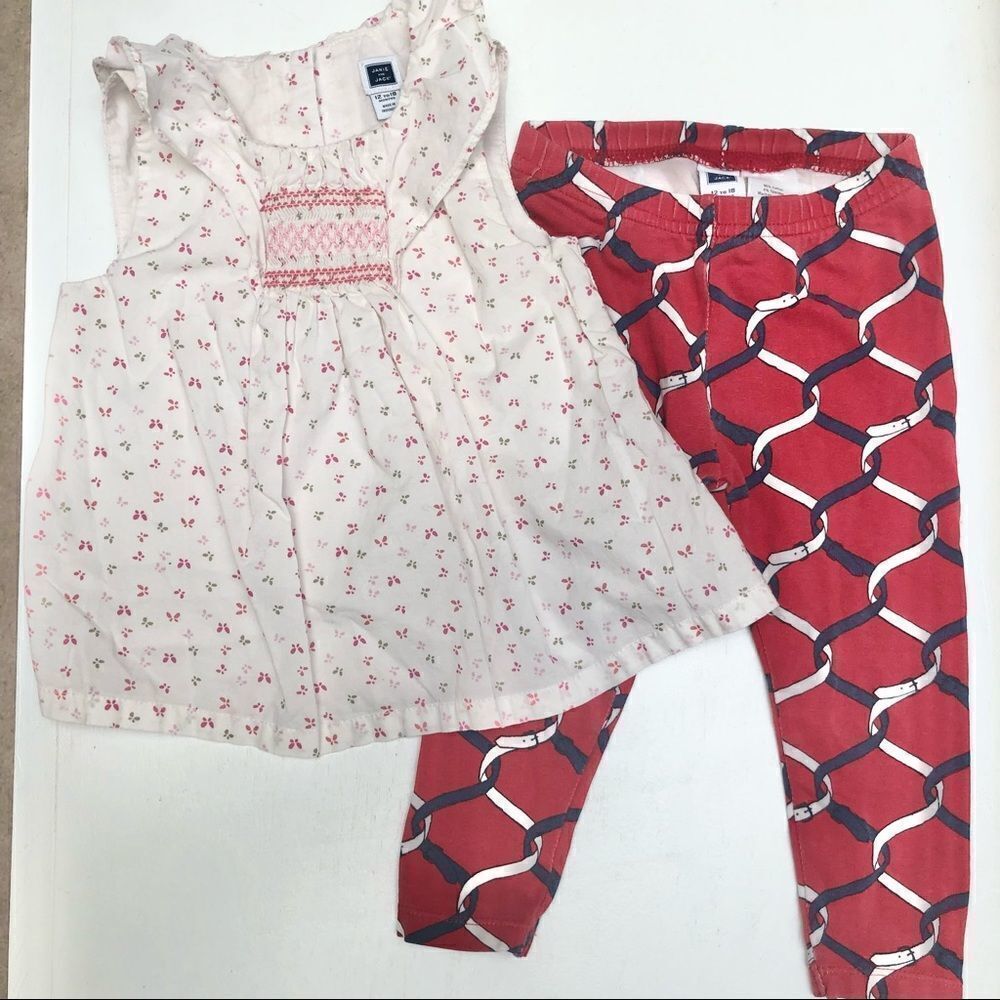 Janie and Jack Sleeveless Floral Top and Geo Pants Toddler Girls 12-18 M…